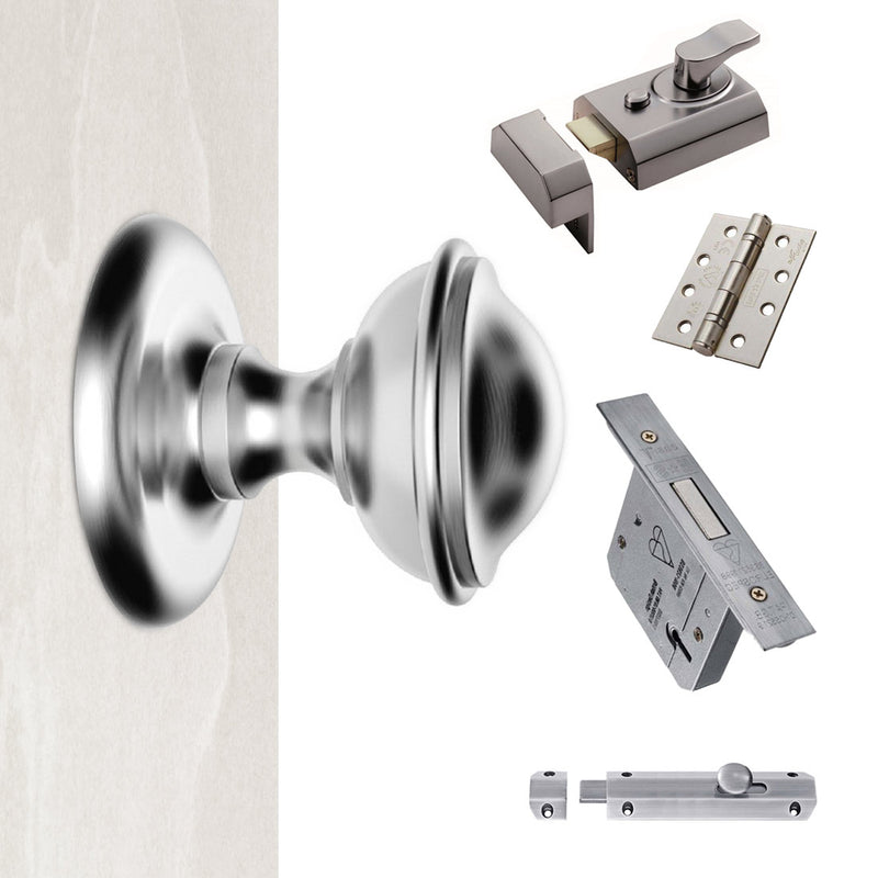 External M60 Round Centre Knob Stable Door Handle Pack - Chrome Finish