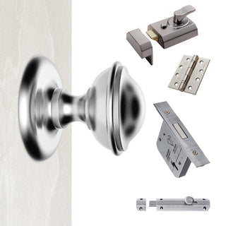 Image: External M60 Round Centre Knob Stable Door Handle Pack - Chrome Finish