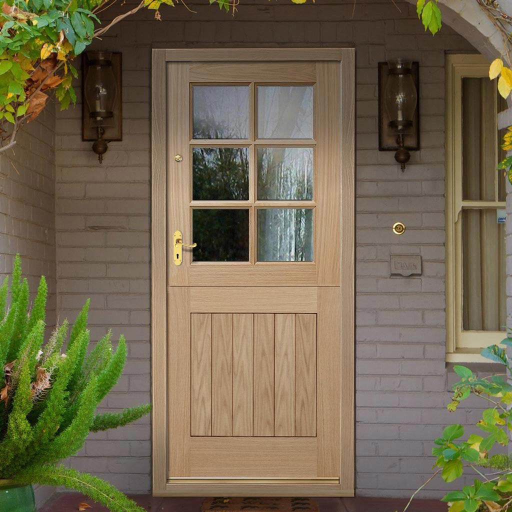 Stable 6L Oak Back Door - Clear Double Glazing