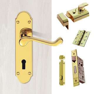 Image: External DL168 Oakley Suite Lever Stable Door Handle Pack - Brass Finish
