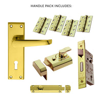 External M30 Victorian Suite Lever Stable Door Handle Pack - Brass Finish