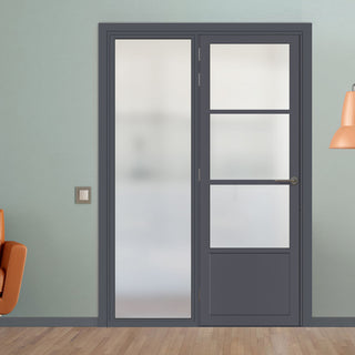 Image: Room Divider - Handmade Eco-Urban® Staten Door DD6310F - Frosted Glass - Premium Primed - Colour & Size Options