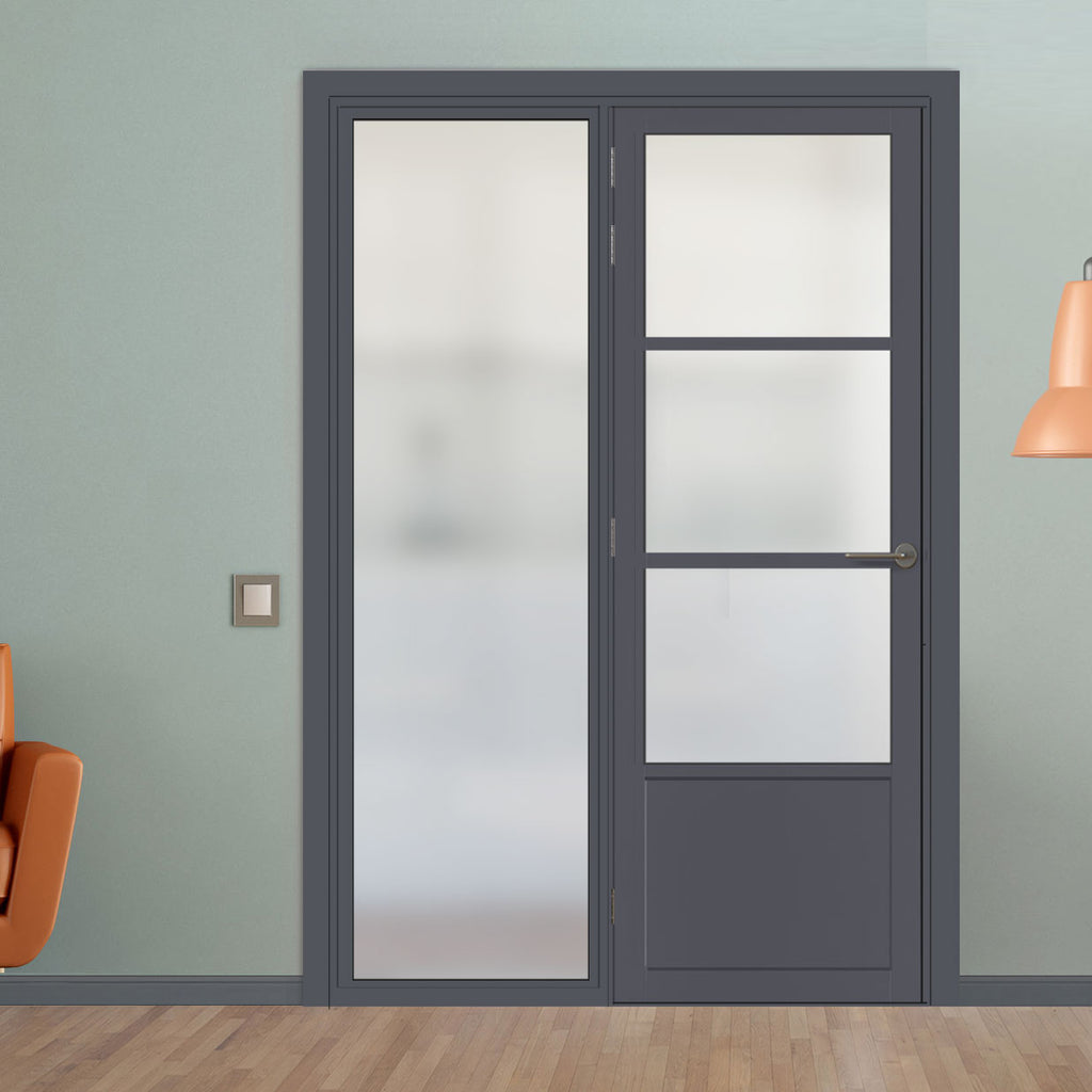 Bespoke Room Divider - Eco-Urban® Staten Door DD6310F - Frosted Glass with Full Glass Side - Premium Primed - Colour & Size Options