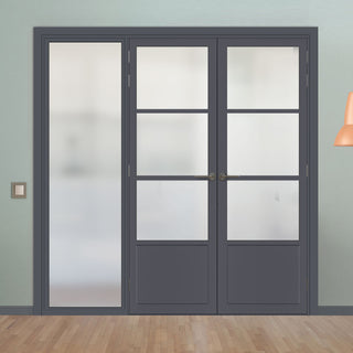 Image: Room Divider - Handmade Eco-Urban® Staten Door Pair DD6310F - Frosted Glass - Premium Primed - Colour & Size Options