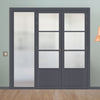 Room Divider - Handmade Eco-Urban® Staten Door Pair DD6310F - Frosted Glass - Premium Primed - Colour & Size Options