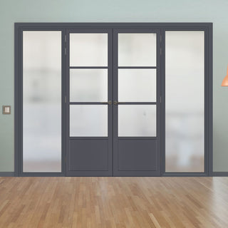Image: Room Divider - Handmade Eco-Urban® Staten with Two Sides DD6310F - Frosted Glass - Premium Primed - Colour & Size Options