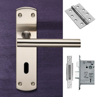 Image: Steelworx CSLP1164P/SSS T-Bar Lever Lock Satin Stainless Steel Handle Pack