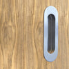 One Pair of Burbank 120mm Sliding Door Oval Flush Pulls - Satin Stainless Steel