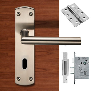 Image: Steelworx CSLP1162P/SSS Mitred Lever Lock Satin Stainless Steel Handle Pack