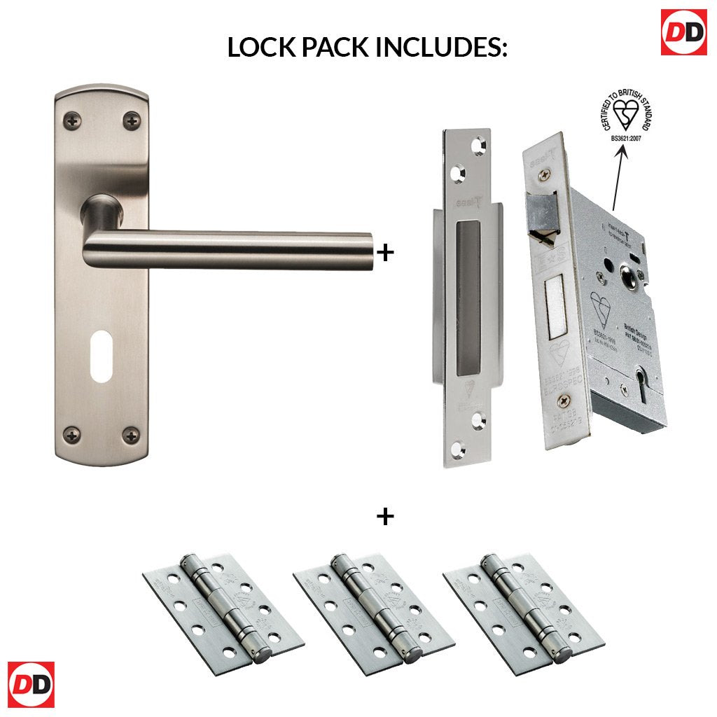 Steelworx CSLP1162P/SSS Mitred Lever Lock Satin Stainless Steel Handle Pack