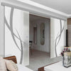 Double Glass Sliding Door - Stenton 8mm Obscure Glass - Clear Printed Design - Planeo 60 Pro Kit