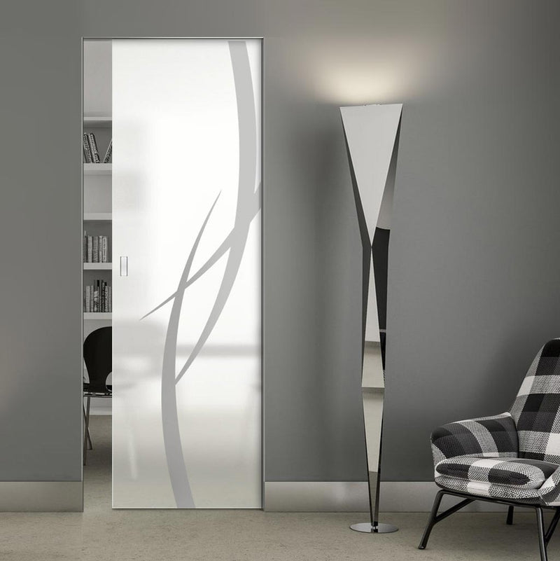 Stenton 8mm Obscure Glass - Obscure Printed Design - Single Absolute Pocket Door