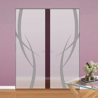 Image: Stenton 8mm Obscure Glass - Obscure Printed Design - Double Absolute Pocket Door