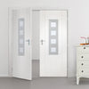 Contemporary Grained Internal PVC Door Pair - Clear Glass  - Sandblast Squares