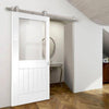 Sirius Tubular Stainless Steel Sliding Track & Suffolk Door - Clear Glass - White Primed