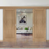 Double Sliding Door & Wall Track - Suffolk Essential Oak Door - Unfinished