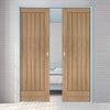 Suffolk Essential Oak Double Evokit Pocket Doors - Unfinished