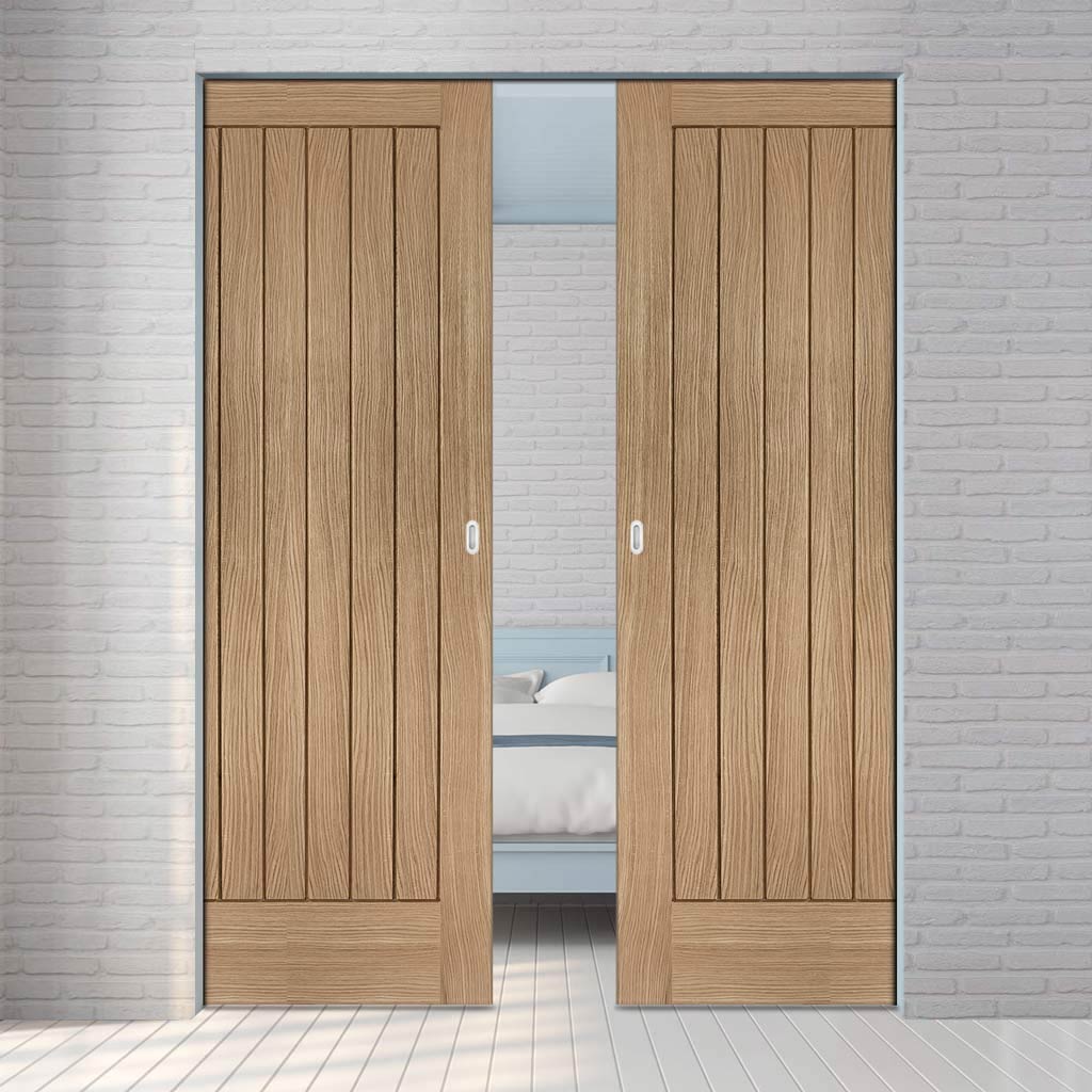 Suffolk Essential Oak Absolute Evokit Pocket Double Pocket Door - Unfinished