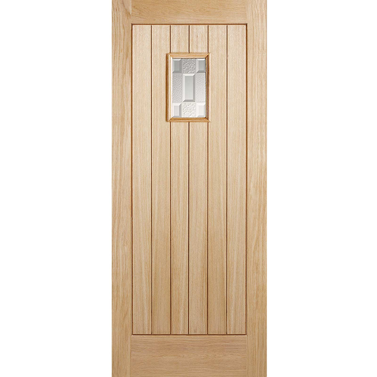 Part L Compliant Arta Exterior Oak Door and Frame Set - Frosted Double Glazing - Two Unglazed Side Screens, From LPD Joinery