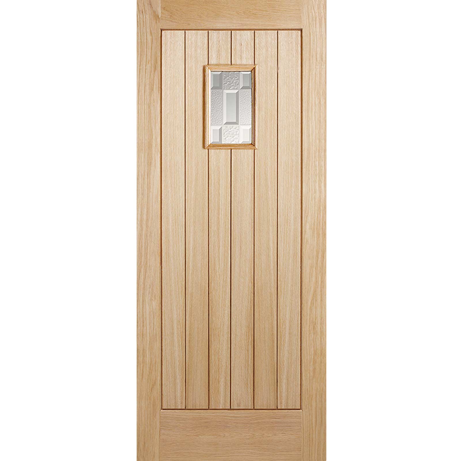 Part L Compliant Arta Exterior Oak Door and Frame Set - Frosted Double Glazing - Two Unglazed Side Screens, From LPD Joinery