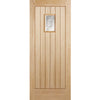 Suffolk Exterior Oak Door and Frame Set - Part Frosted Double Glazing - One Unglazed Side Screen, From LPD Joinery