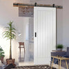 Top Mounted Black Sliding Track & Door - Suffolk Flush Door - White Primed