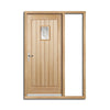 Suffolk Exterior Oak Door and Frame Set - Part Frosted Double Glazing - One Unglazed Side Screen, From LPD Joinery