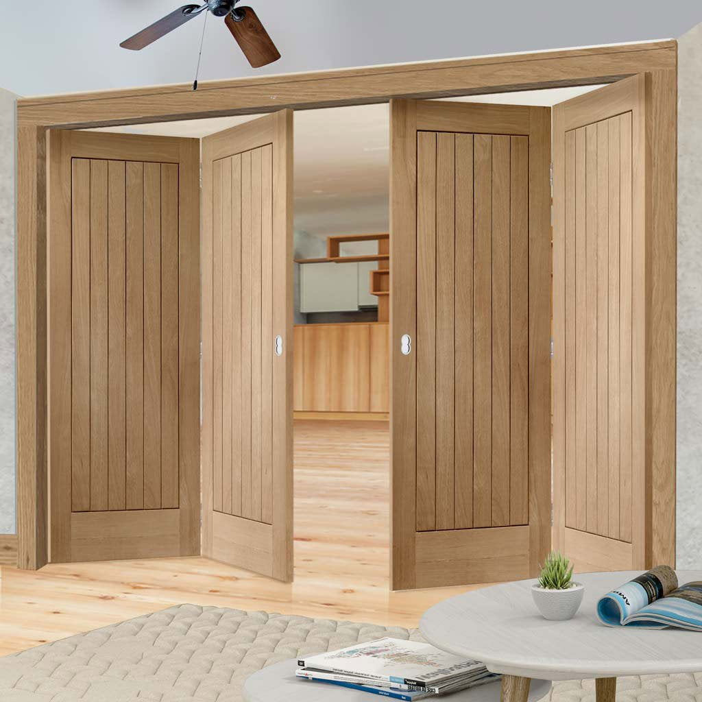 Bespoke Thrufold Suffolk Oak Folding 2+2 Door - Vertical Lining