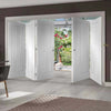 Five Folding Doors & Frame Kit - Suffolk Flush 3+2 - White Primed