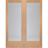 Suffolk Oak Door Pair - Etched Lined Clear Glass
