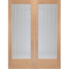 Suffolk Oak Door Pair - Etched Lined Clear Glass