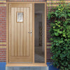 Suffolk Exterior Oak Door and Frame Set - Part Frosted Double Glazing - One Unglazed Side Screen, From LPD Joinery