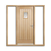 Suffolk Exterior Oak Door and Frame Set - Part Frosted Double Glazing - Two Unglazed Side Screens, From LPD Joinery