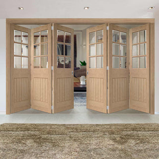 Image: Bespoke Thrufold Suffolk Oak 6 Pane Glazed Folding 3+3 Door - Prefinished