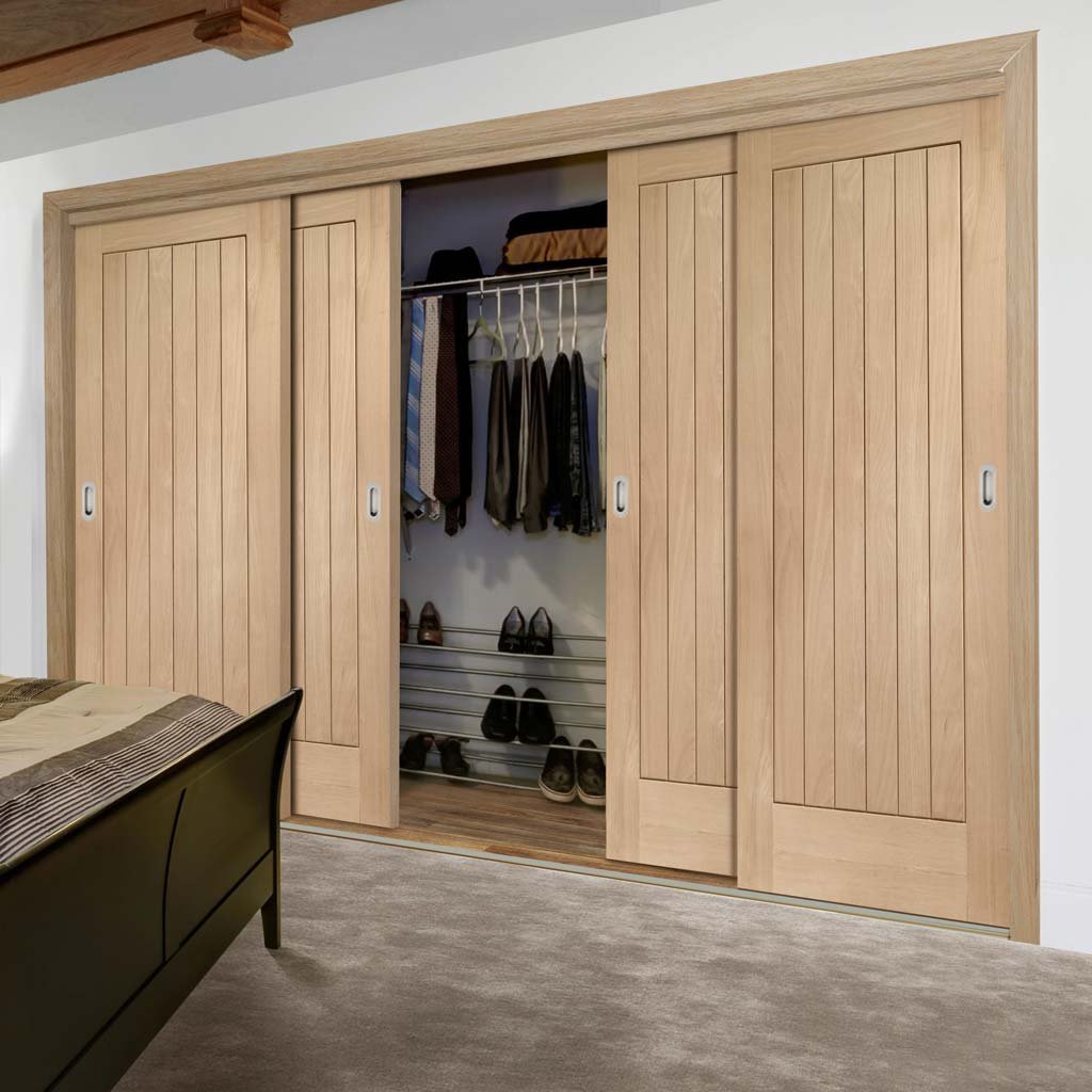 Minimalist Wardrobe Door & Frame Kit - Four Suffolk Oak Doors - Prefinished