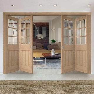 Image: Bespoke Thrufold Suffolk Oak 6 Pane Glazed Folding 2+2 Door - Prefinished