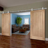 Sirius Tubular Stainless Steel Sliding Track & Suffolk Oak Double Door - Prefinished