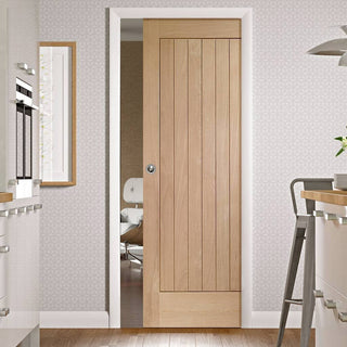 Image: Suffolk Oak Single Evokit Pocket Door - Prefinished