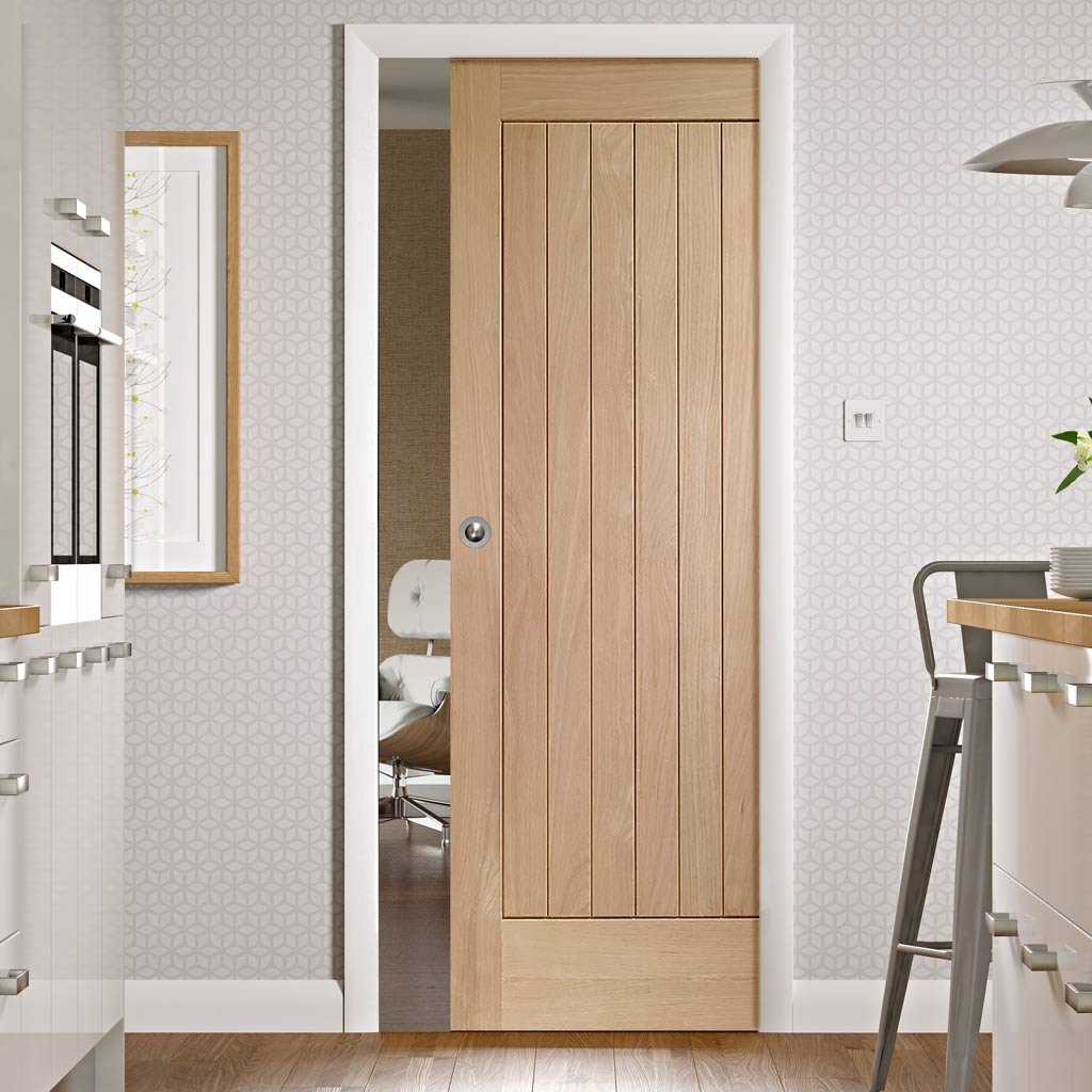 Bespoke Suffolk Oak Single Pocket Door - Vertical Lining