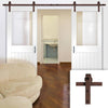 Double Sliding Door & Straight Antique Rust Track - Suffolk Doors - Clear Glass - White Primed