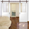 Double Sliding Door & Track - Suffolk Doors - Clear Glass - White Primed
