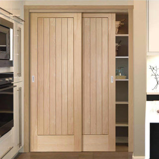 Image: Bespoke Thruslide Suffolk Oak 2 Door Wardrobe and Frame Kit