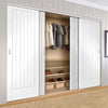 Minimalist Wardrobe Door & Frame Kit - Four Suffolk Flush Doors - White Primed