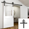 Single Sliding Door & Wagon Wheel Black Track - Suffolk Door - Clear Glass - White Primed