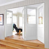 Four Folding Doors & Frame Kit - Suffolk 3+1 - Clear Glass - White Primed