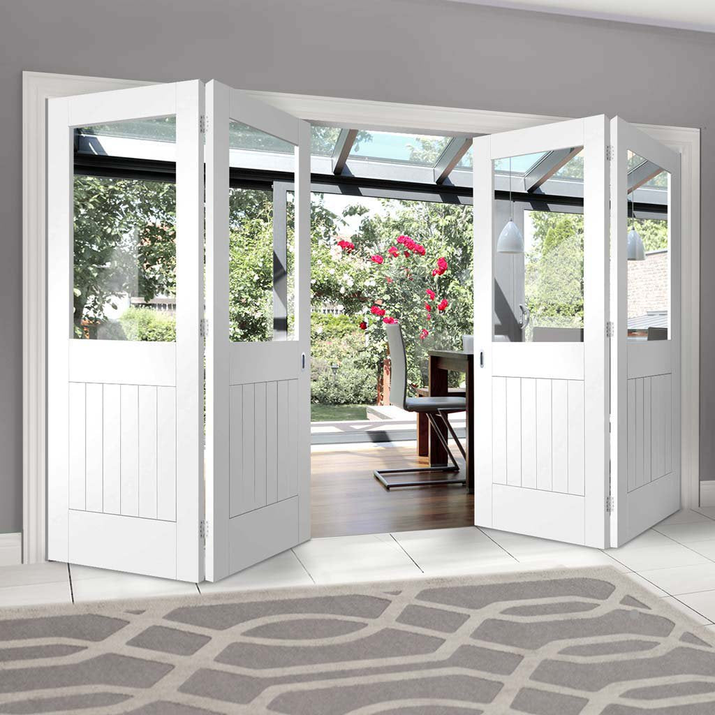 Bespoke Thrufold Suffolk White Primed Glazed Folding 2+2 Door