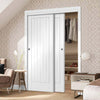 Two Sliding Wardrobe Doors & Frame Kit - Suffolk Flush Door - White Primed