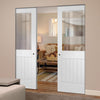Bespoke Suffolk White Primed Glazed Double Frameless Pocket Door