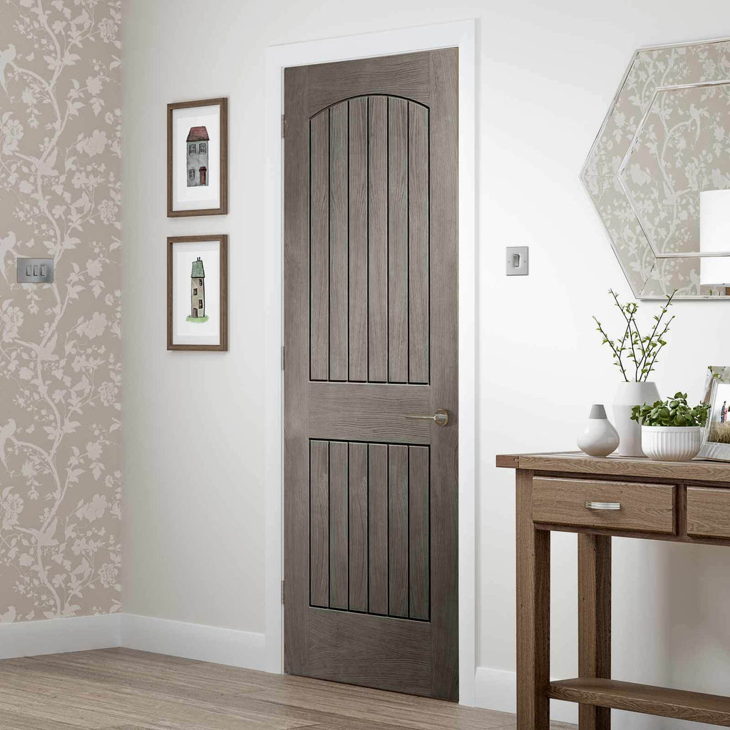 Prefinished Sussex Oak Fire Door - Lining Effect Both Sides - Choose Your Colour
