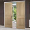 Sussex Oak Double Evokit Pocket Doors - Lining Effect Both Sides